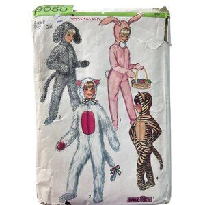 70s Simplicity Animal Costume Patterns Size 8 Kids Rabbit Dog Cat Tiger 1970 CUT